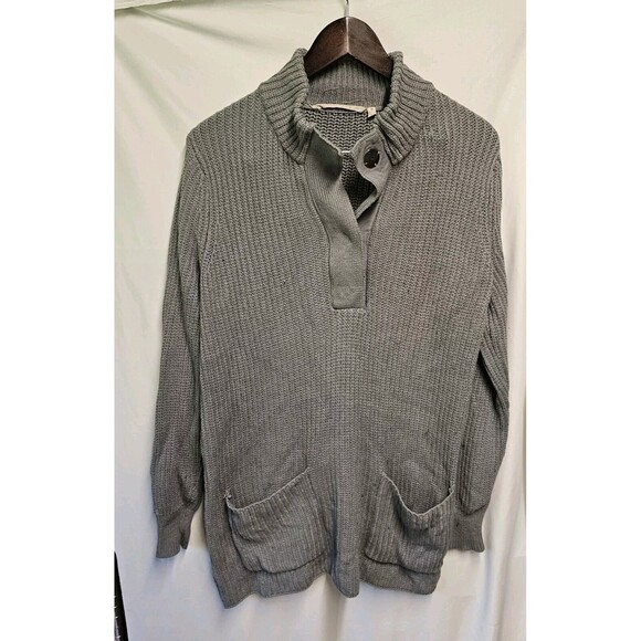 SOFT SURROUNDINGS Gray Sweater Button MEDIUM Oversized Pockets Slouchy - Picture 4 of 4